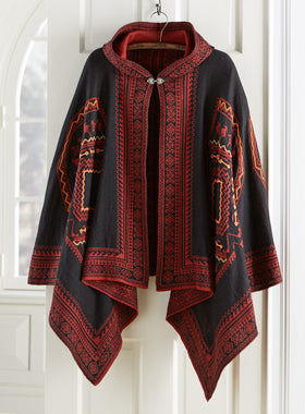 Reversible Hooded Peruvian Poncho